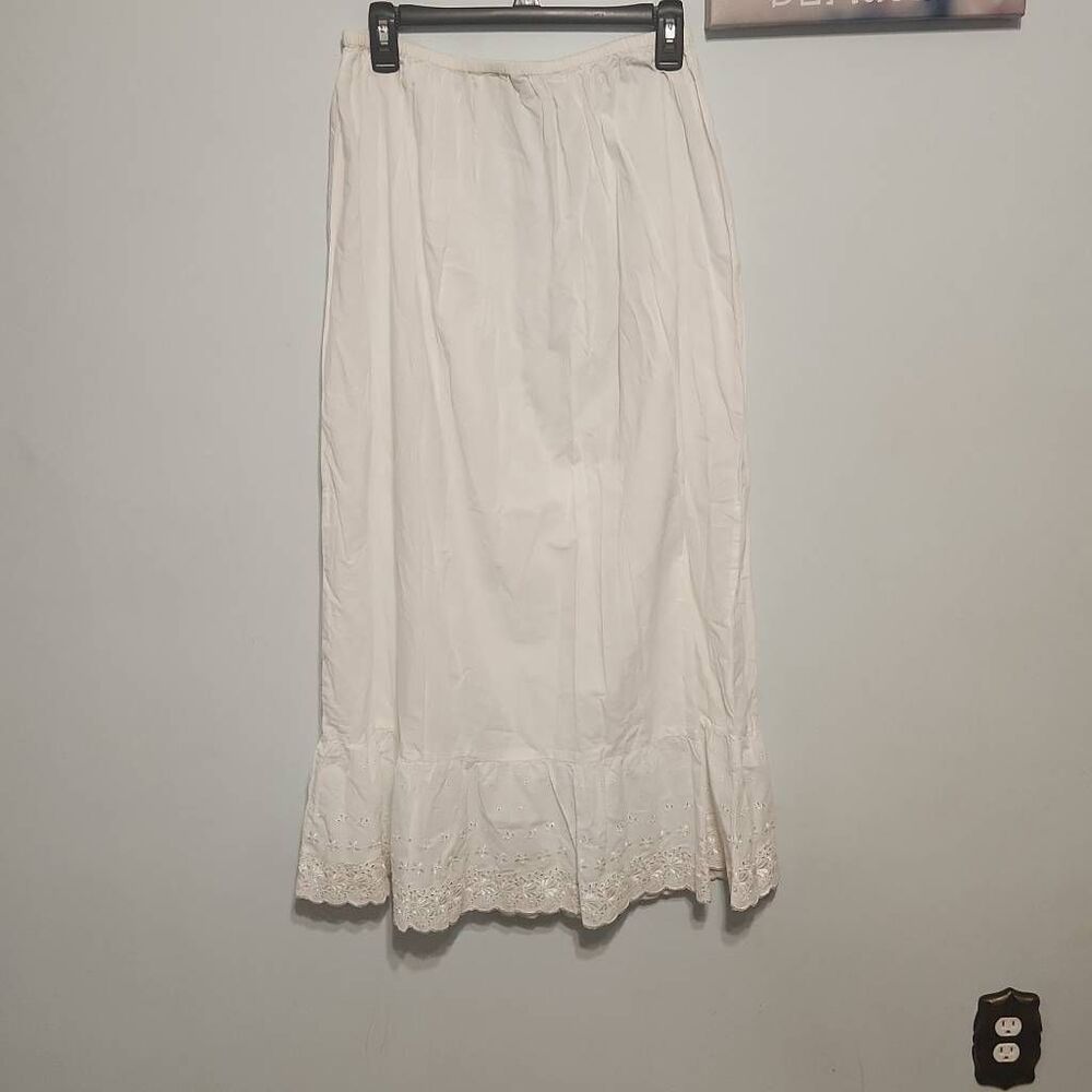 Vintage Dressed in White size L XL Lace Ruffle Tiered Maxi Skirt Boho Pocket - Picture 4 of 4